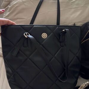 Anne Klein Black Quilted Tote
